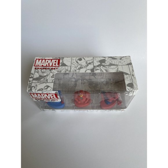 marvel erasers 3pc set, Iron man Spider man and Captian America.New In Box. - Picture 5 of 13